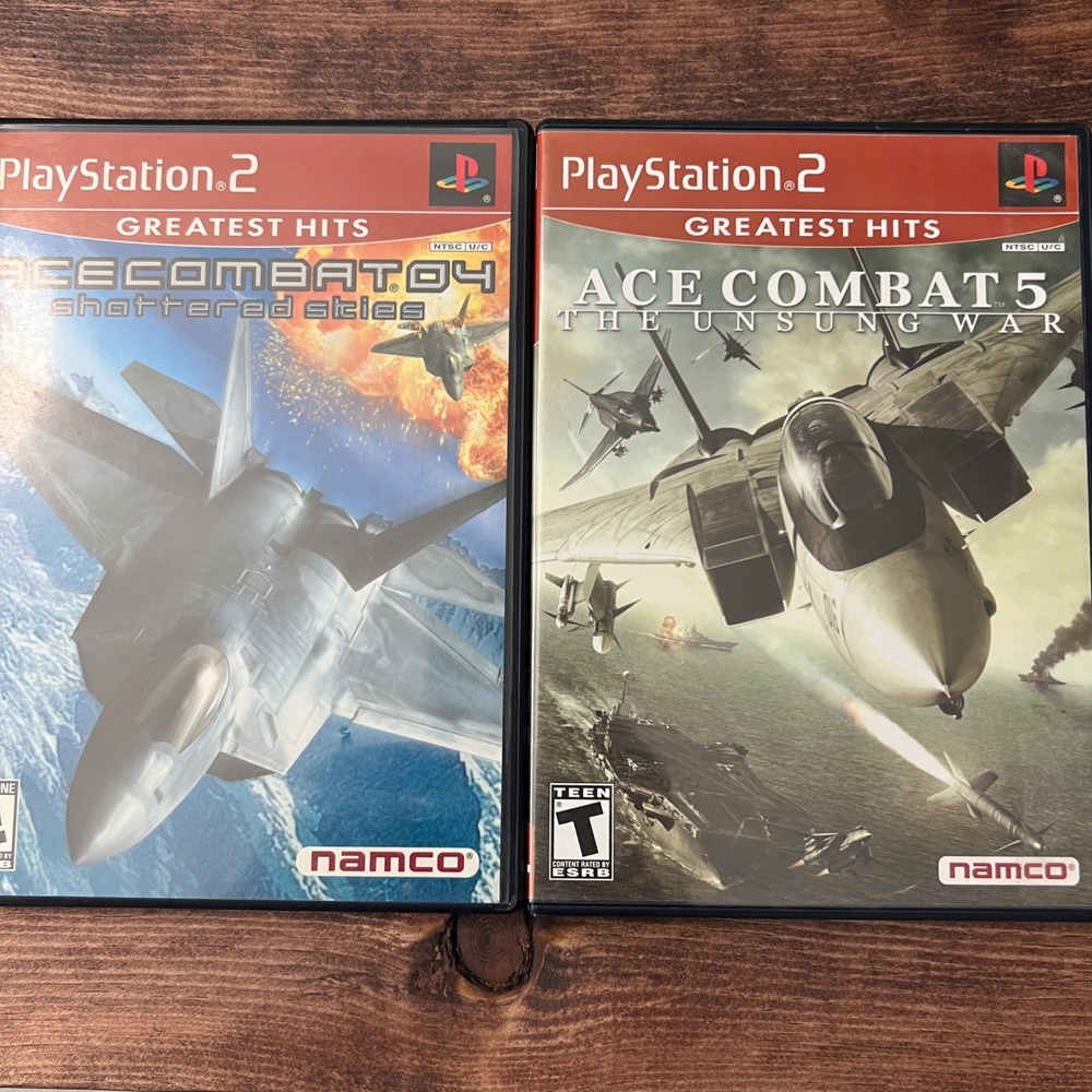 Ace Combat 04 & 5 Bundle PS2 Shattered Skies Unsung War Greatest Hits CIB Namco